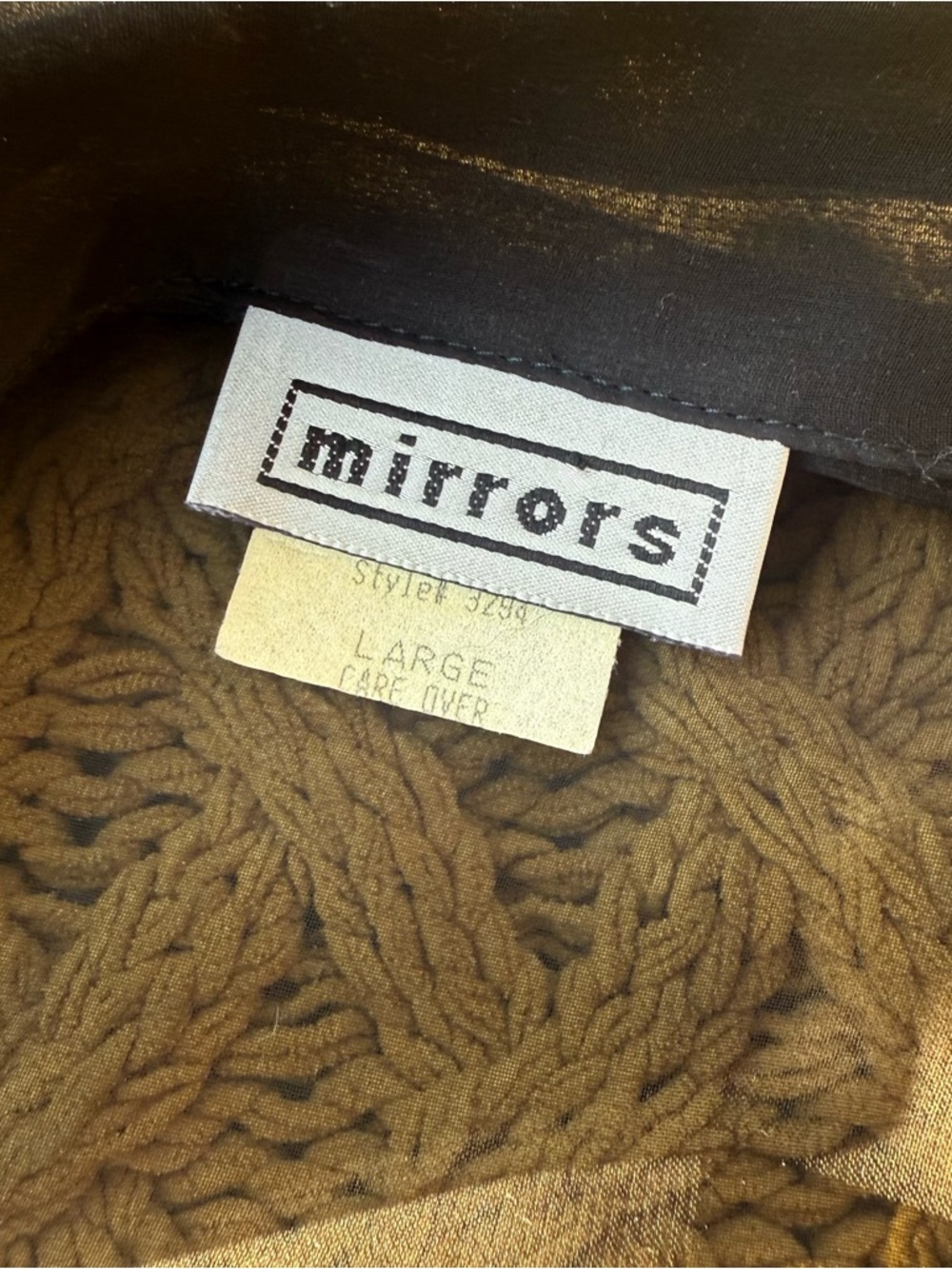 Vintage Mirrors Black Sheer Mesh Shirt Women's Size Large Beaded Buttons Goth 90 - Picture 4 of 7